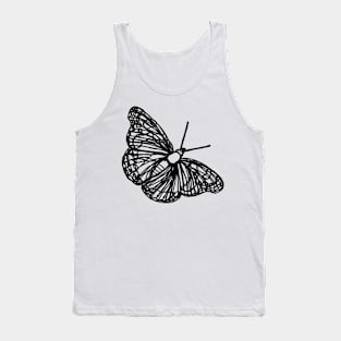 Butterfly line art black, no background Tank Top